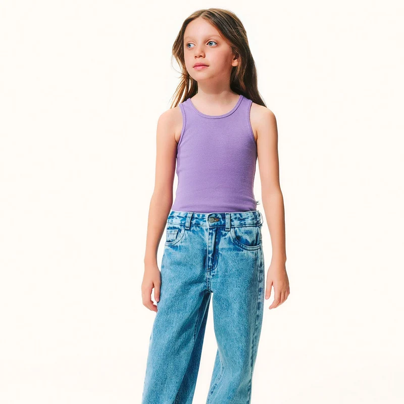 Regata Hering Infantil Em Ribana Canelada Feminina - Roxo 10 / Menina / Roxo
