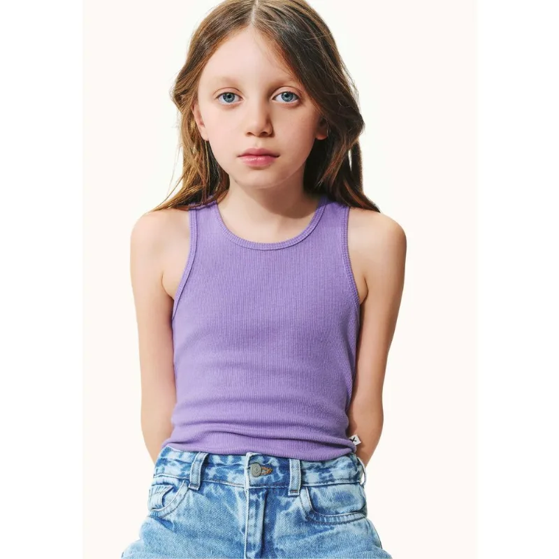 Regata Básica Infantil Menina Em Ribana Canelada - Roxo 014