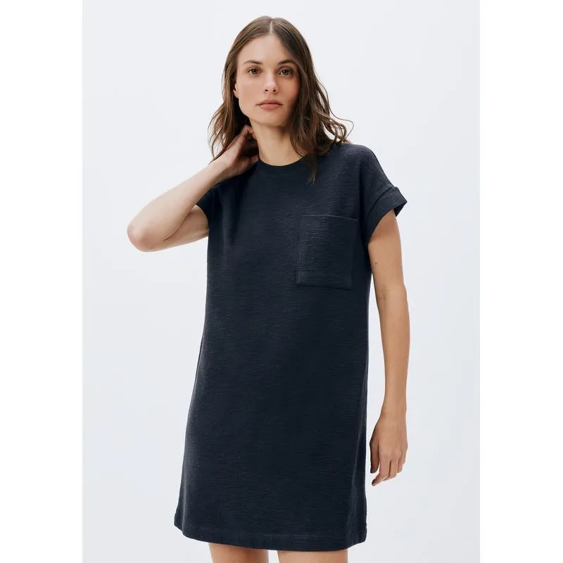 Vestido Básico Curto Texturizado Com Bolso - Azul XP