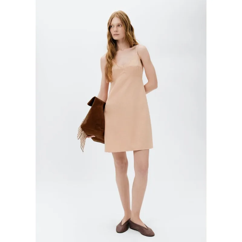 Vestido Curto Alças Finas Com Liocel - Salmão P