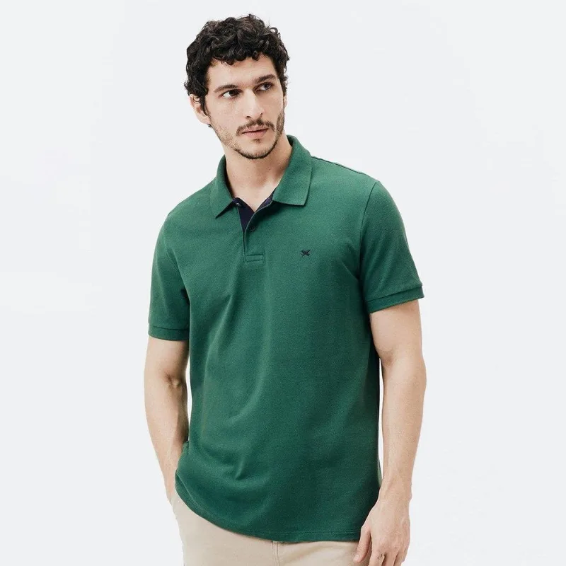 Camisa Polo Hering Masculina - Masculino - Verde+Branco