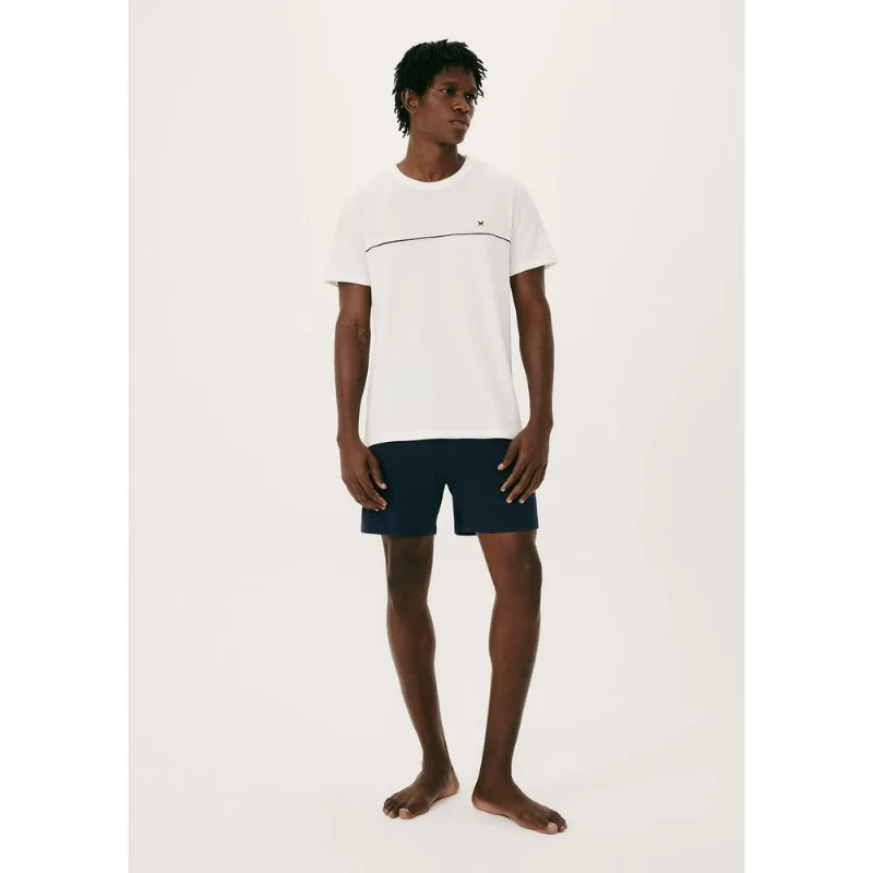 Pijama Curto Masculino Em Algodão - Off white XG