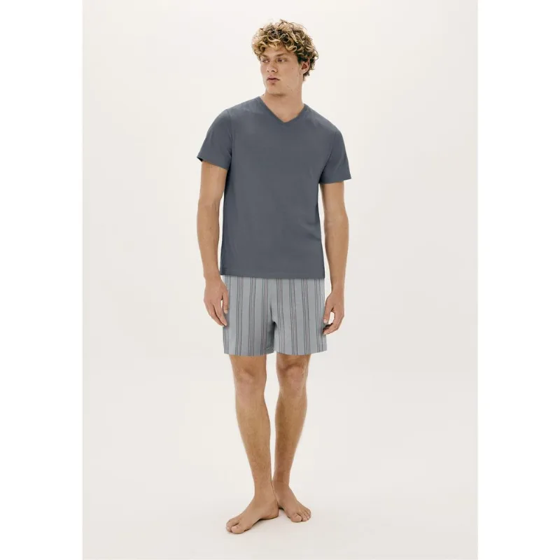 Pijama Masculino Curto Em Malha - Cinza G