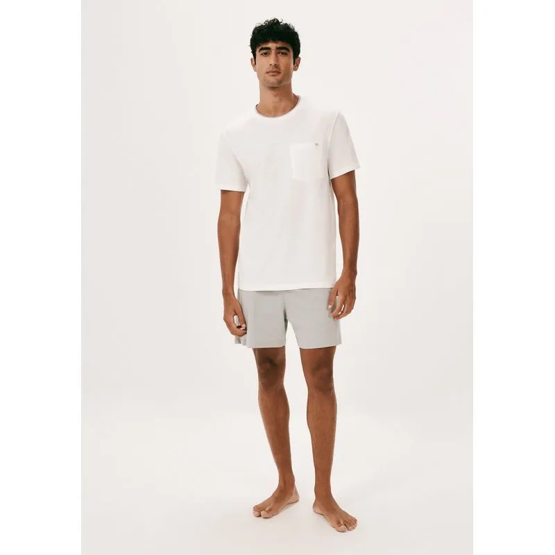 Pijama Curto Masculino Com Bolso - Off white P