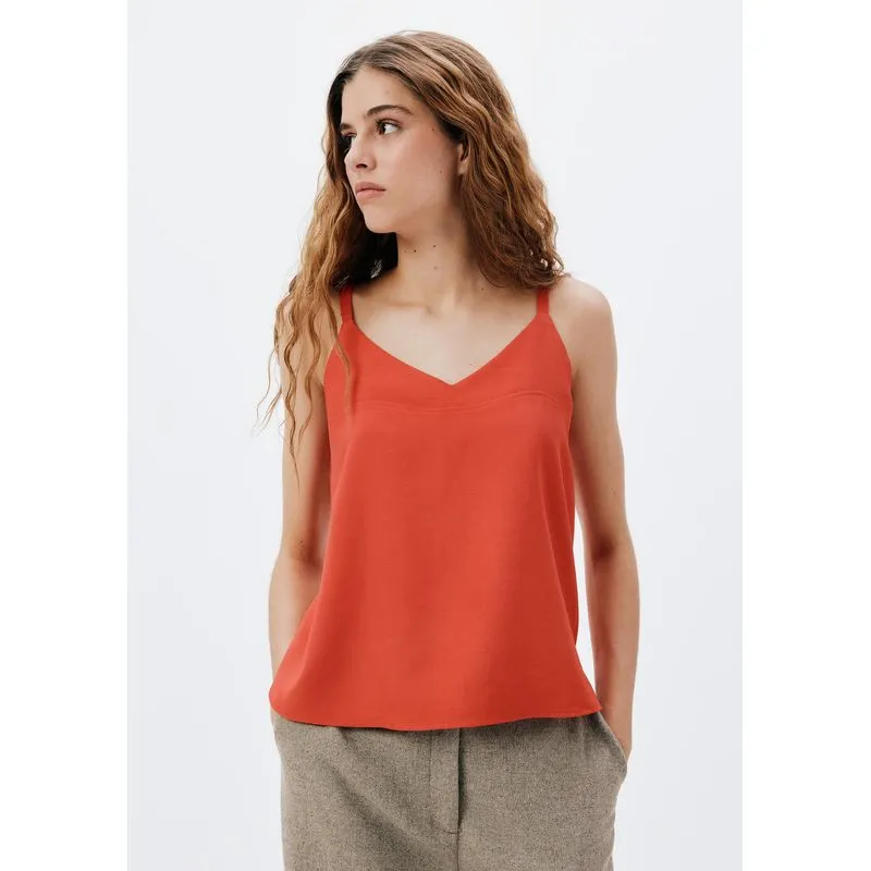Regata Feminina Decote V Em Viscose - Vermelho P