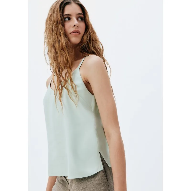 Regata Feminina Decote V Em Viscose - Verde XG