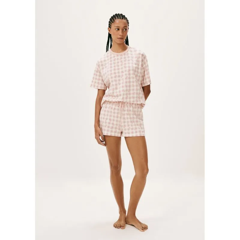 Pijama Curto Feminino Estampado Oversized - Rosa XP