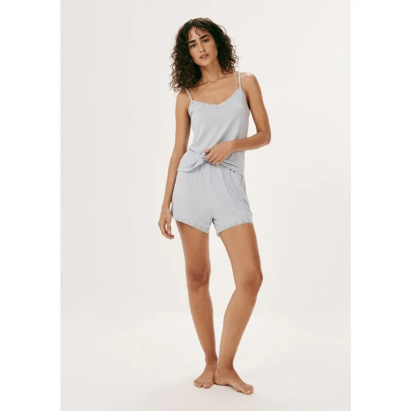 Pijama Curto Feminino Com Renda - Azul P