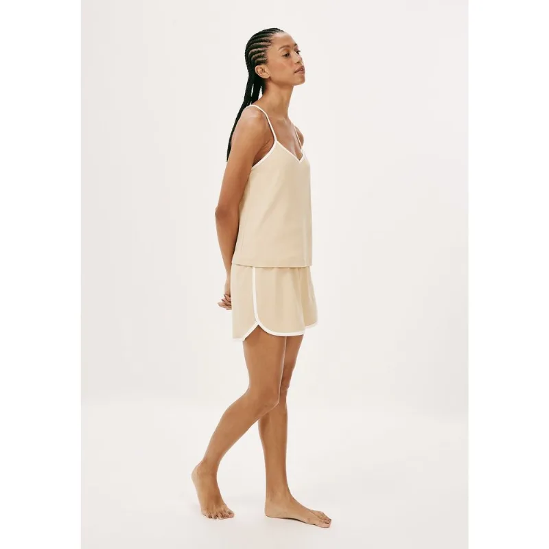 Pijama Feminino Curto Em Algodão - Bege XP