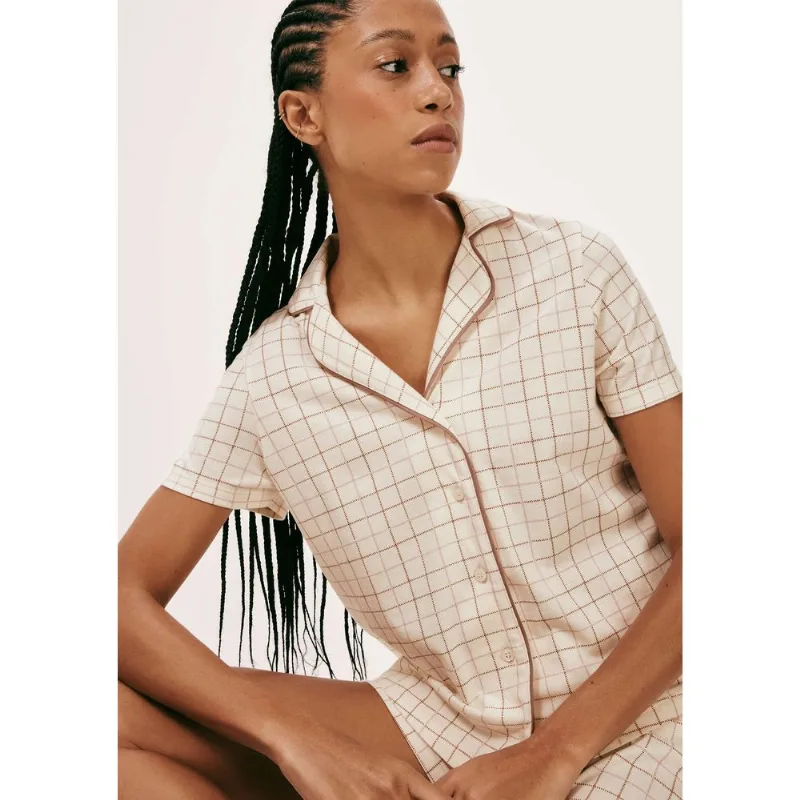Pijama Curto Feminino Americano Estampado - Off white XG