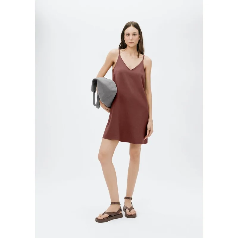 Vestido Curto Em Viscolinho - Vinho P