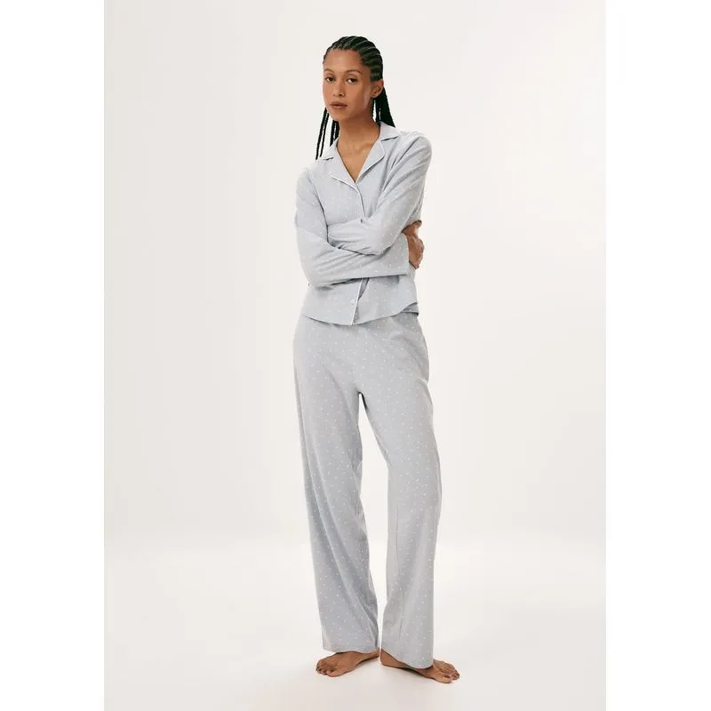 Pijama Longo Feminino Americano Estampado - Azul XG