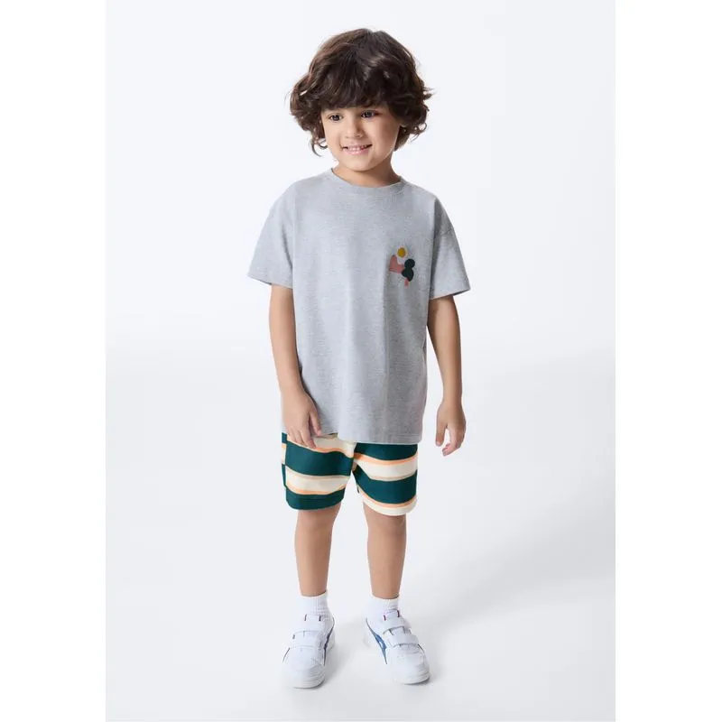 Conjunto Curto Infantil Menino Toddler Em Moletom - Cinza 003