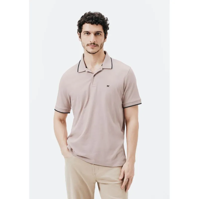 Camisa Polo Básica Masculina Super Cotton Com Bordado - Rosa XG