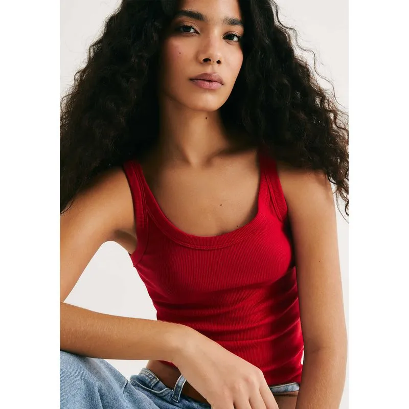 Regata Básica Feminina Slim Rib - Vermelho P