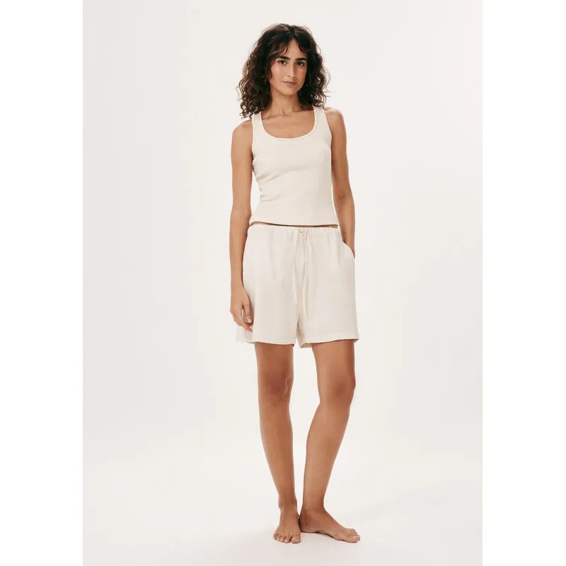 Shorts Feminino Reto Em Viscolinho - Off white G