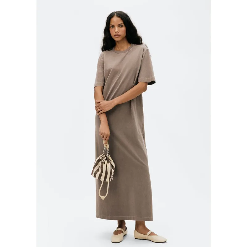 Vestido Midi Estonado Super Cotton - Marrom G