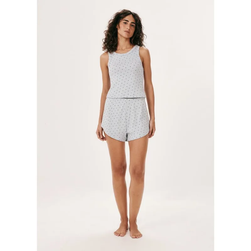Pijama Curto Feminino Estampado Em Ribana - Azul P