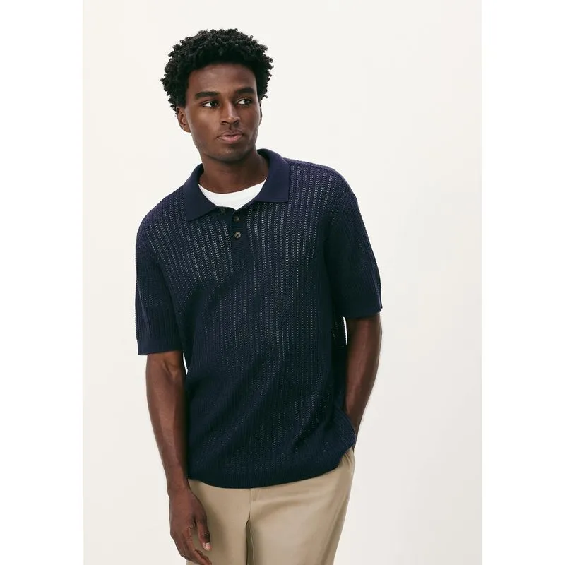 Camisa Polo Masculina Em Tricô Texturizado - Azul XG