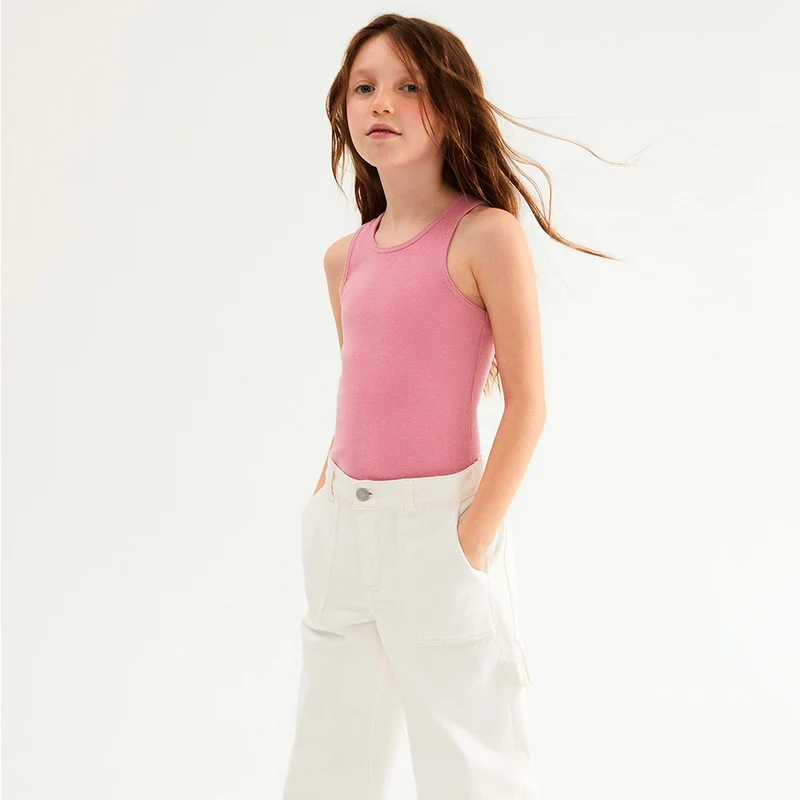 Regata Em Ribana Hering Kids Feminina - Rosa 04 / Menina