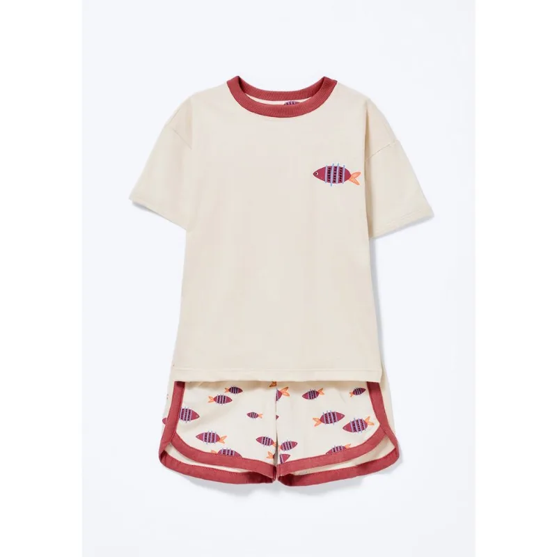 Pijama Curto Infantil Menina Que Brilha no Escuro - Off white 004