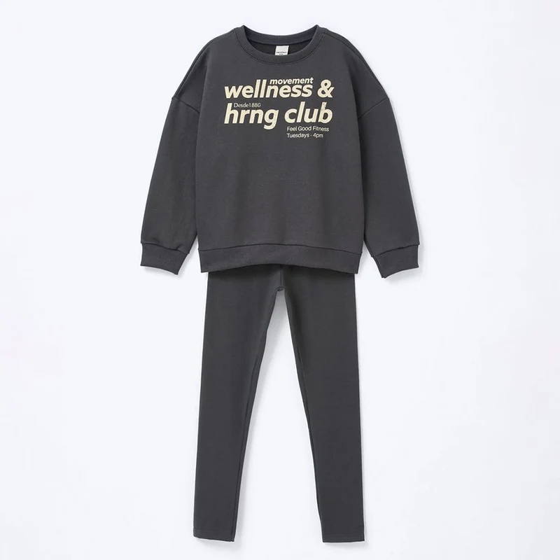 Conjunto Moletom Wellness Chumbo Hering Infantil - Feminino 10 / Menina