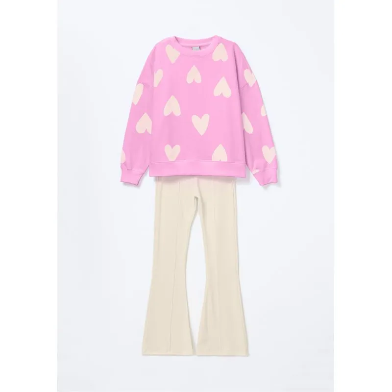 Conjunto Infantil Menina Oversized Estampado - Rosa 006