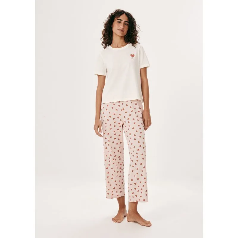 Pijama Longo Feminino Estampado - Nude M
