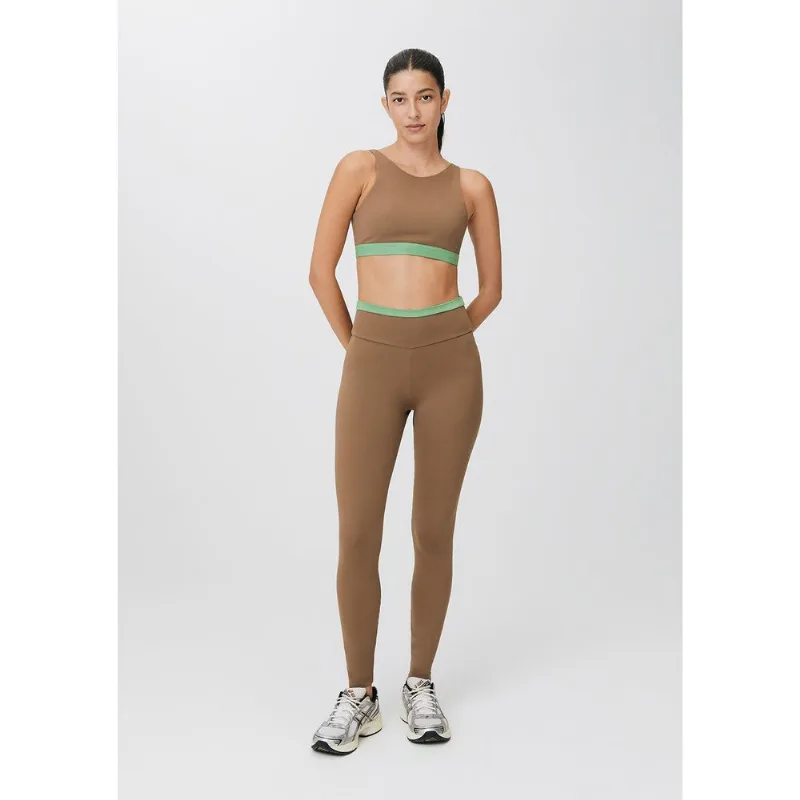 Calça Legging Esportiva Feminina Cintura Alta Com Fio Lycra® - Marrom XP