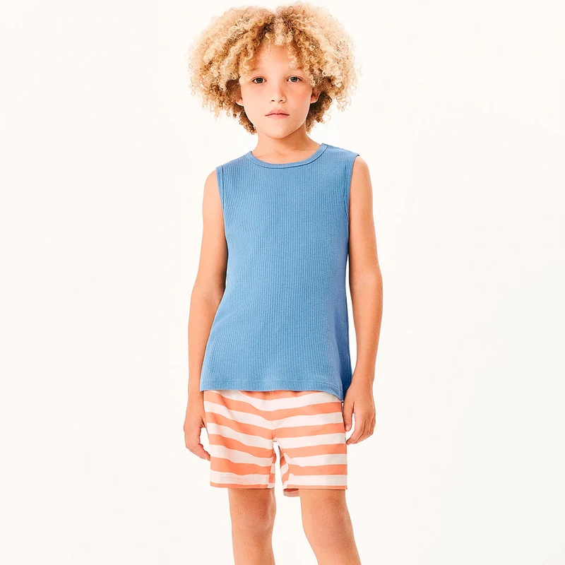 Regata Canelada Hering Infantil Masculina - Azul 12 / Menino / Azul