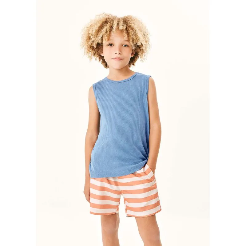 Regata Infantil Menino Básica Canelada - Azul 005