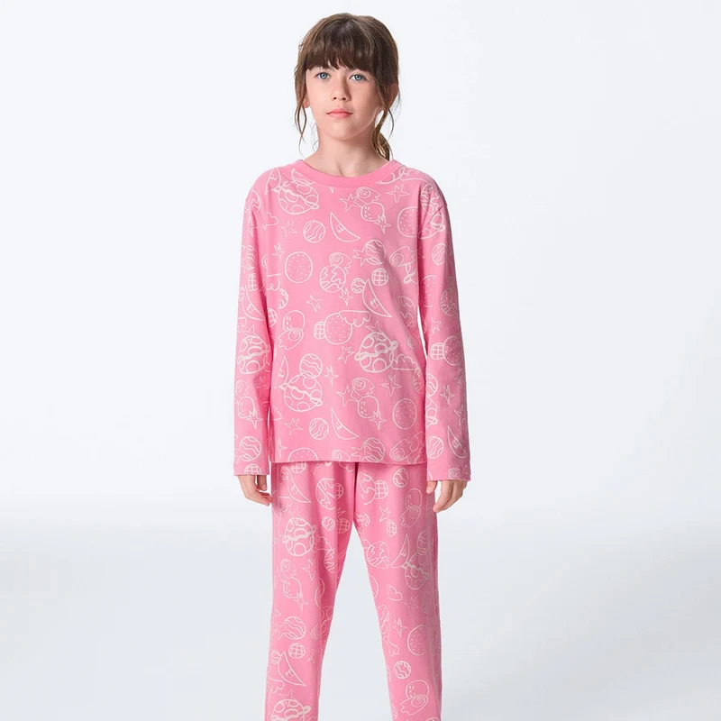 Pijama Longo Hering Infantil Estampado Feminina - Rosa 04 / Menina / Rosa