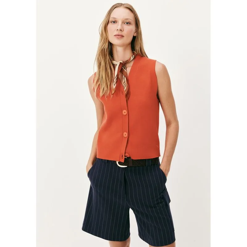Colete Feminino Decote V Em Tricô - Vermelho P