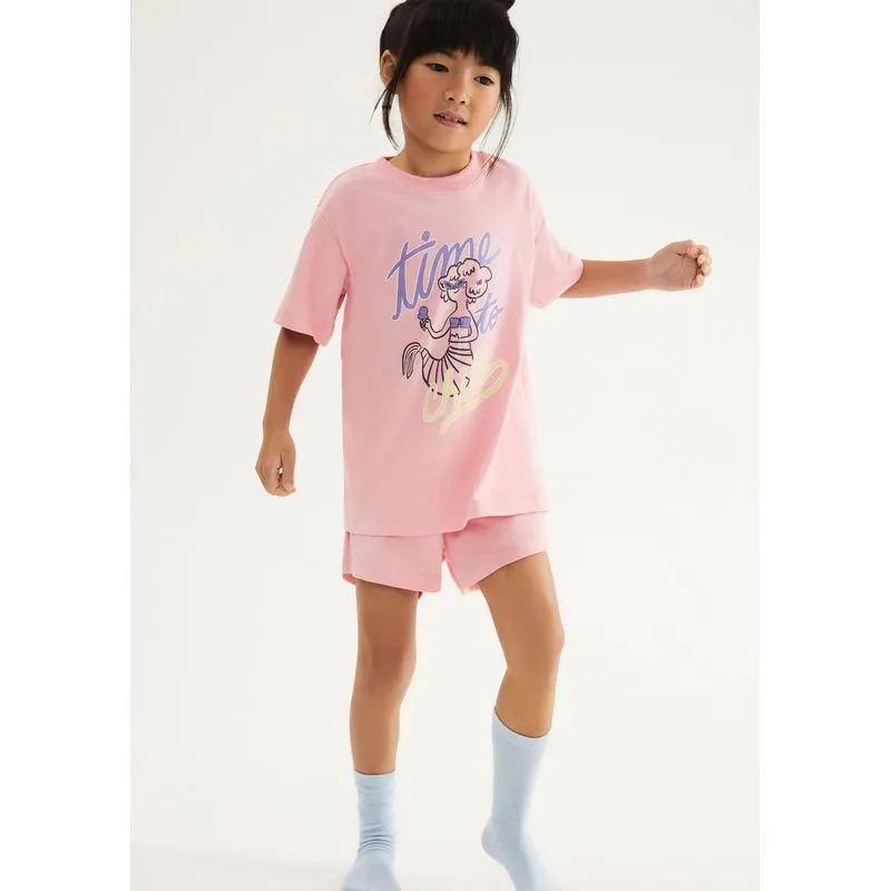 Pijama Infantil Menina Curto Com Estampa - Rosa 008