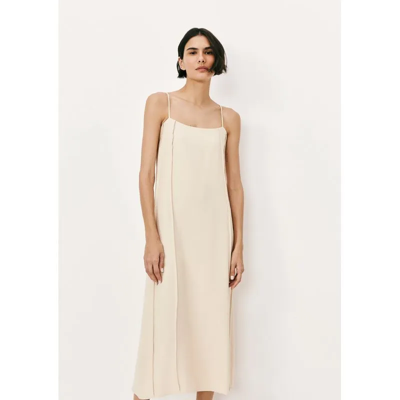 Vestido Midi Em Peach Touch Com Recortes - Creme G