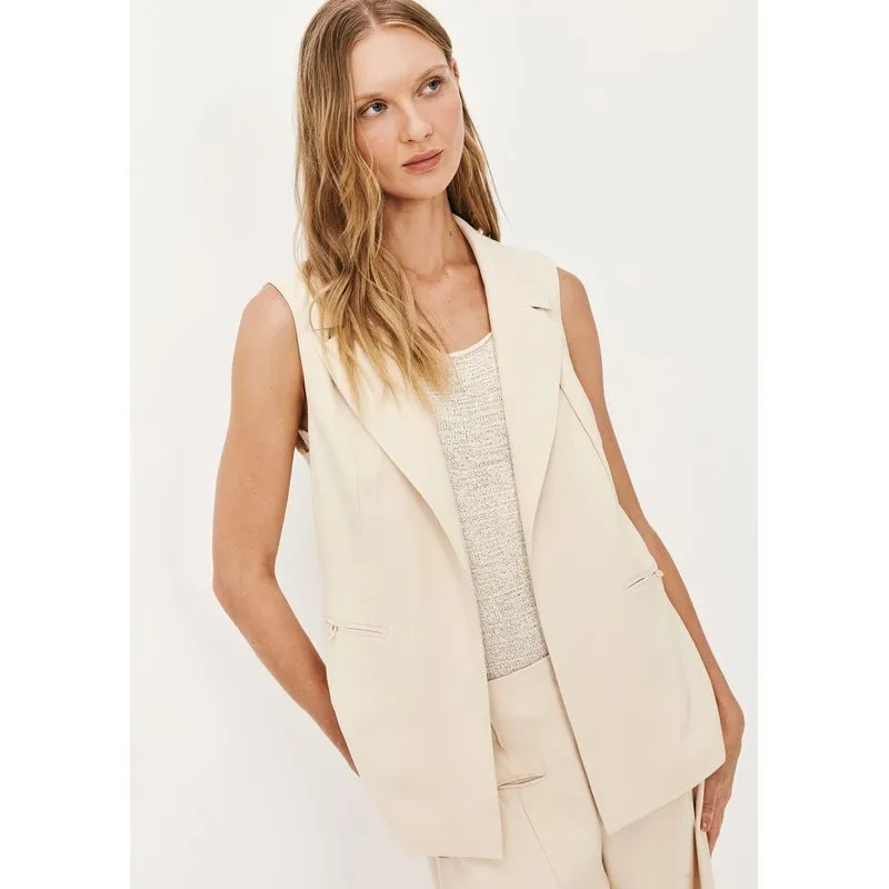 Colete Feminino Alfaiataria Em Peach Touch - Bege XG