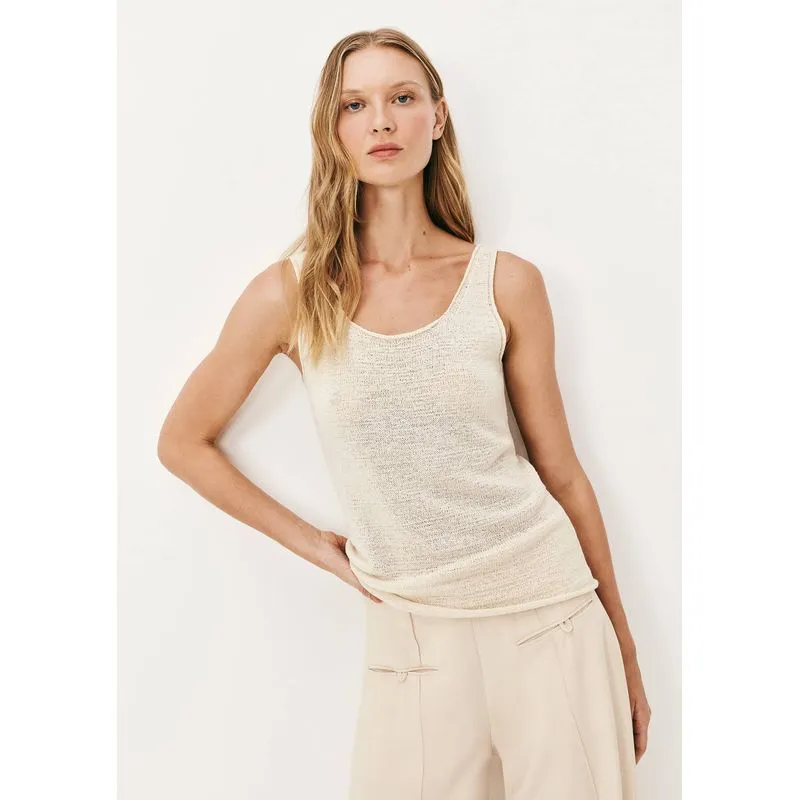 Regata Feminina Decote U Em Tricô - Off white P