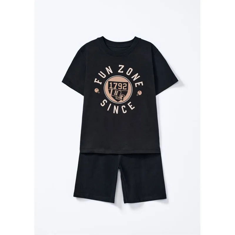 Conjunto Infantil Menino Curto Com Estampa - Preto 010