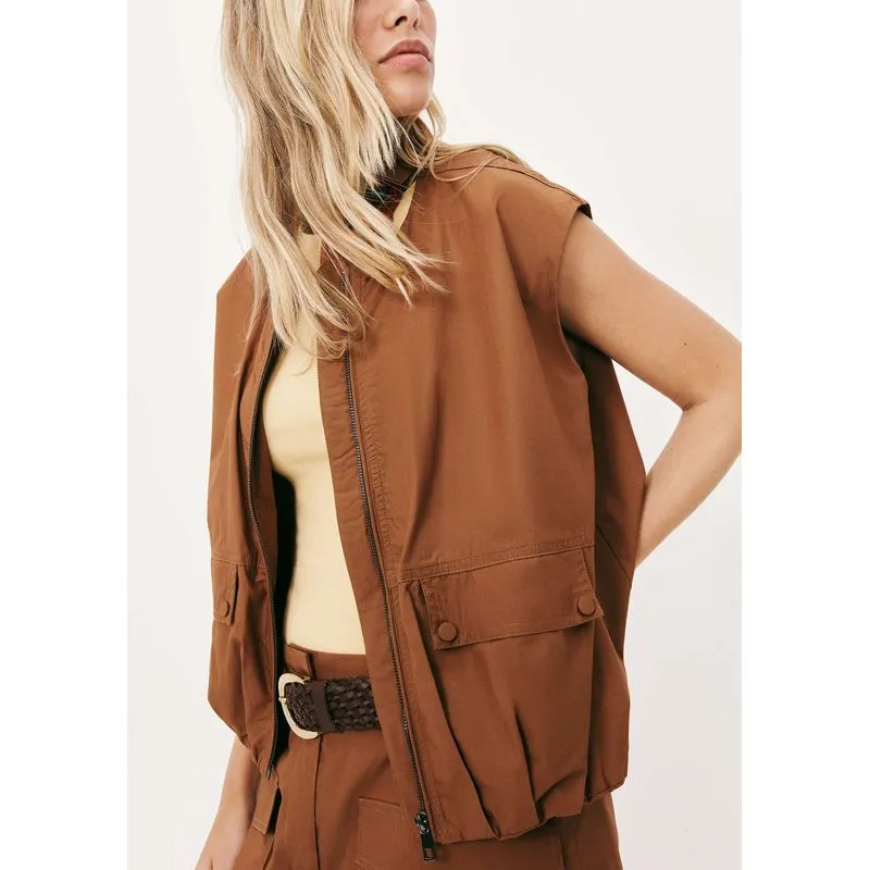 Colete Feminino Cargo Empapelado - Marrom M