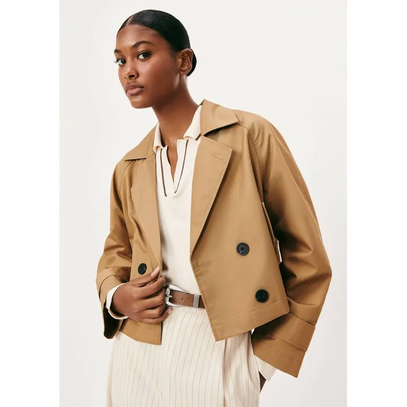 Trench Coat Feminino Curto - Caqui G