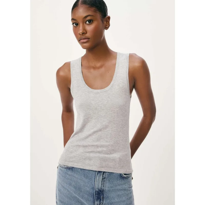 Regata Feminina Slim Decote U Em Tricô De Viscose - Cinza XG