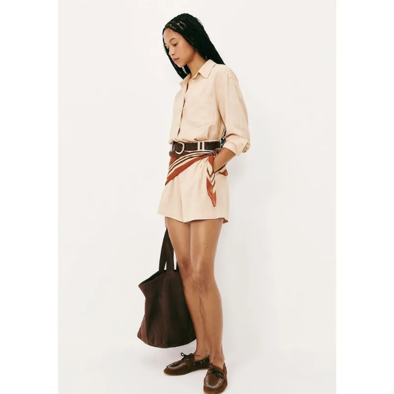 Shorts Feminino De Alfaiataria Em Linho - Rosa 046