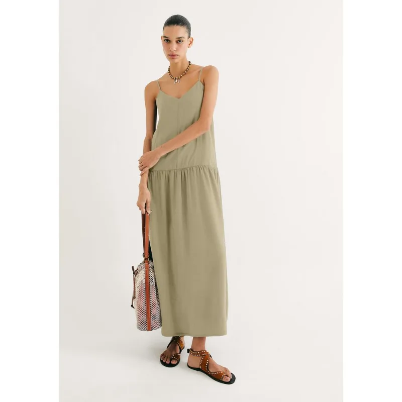 Vestido Midi Peach Touch Alças Finas - Verde P