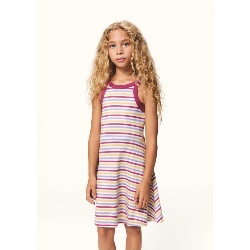 Vestido Infantil Curto Em Ribana Canelada - Rosa 014