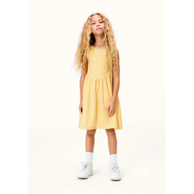 Vestido Infantil Fio Tinto Evasê - Amarelo 008