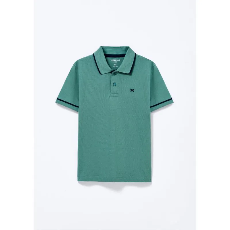 Camisa Polo Básica Menino De Algodão Com Bordado - Verde 016