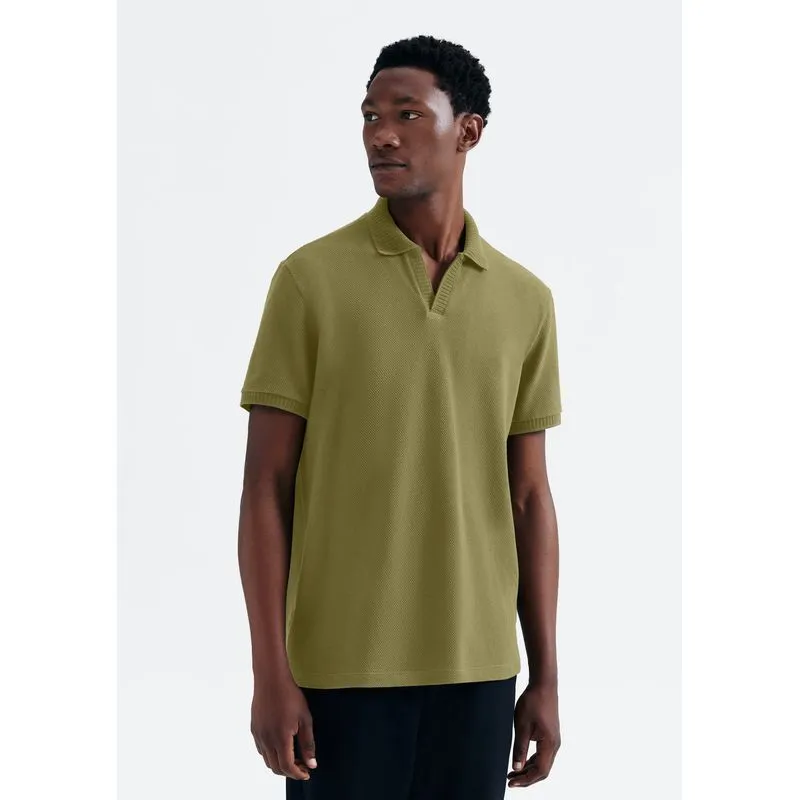 Camisa Polo Masculina Manga Curta Texturizada - Verde M