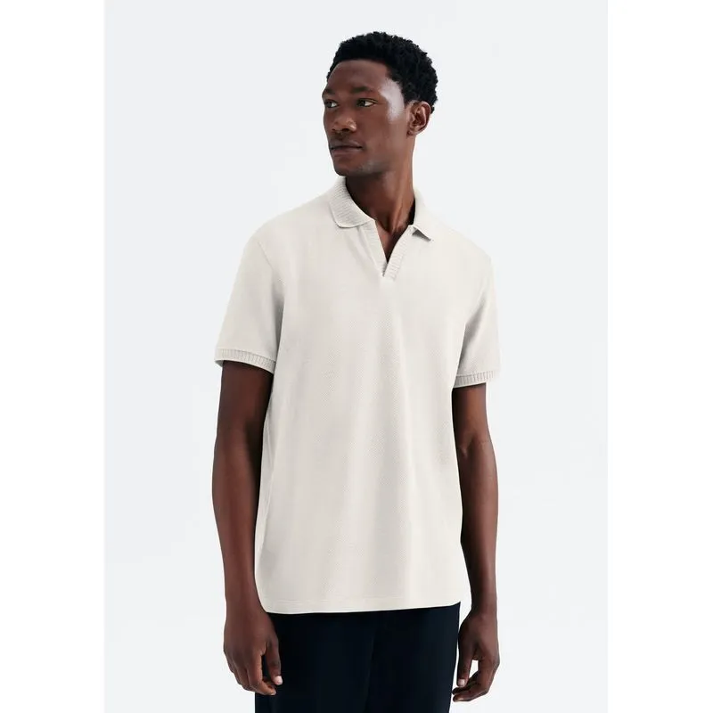 Camisa Polo Masculina Manga Curta Texturizada - Bege M