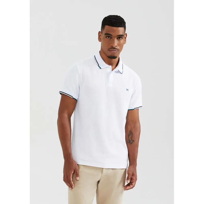 Camisa Polo Masculina Manga Curta Com Bordado - Branco XG