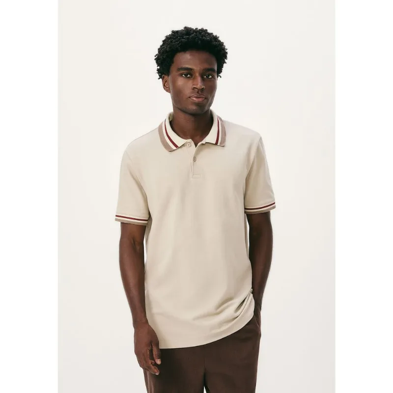Camisa Polo Masculina Manga Curta Com Retilínea - Creme XG